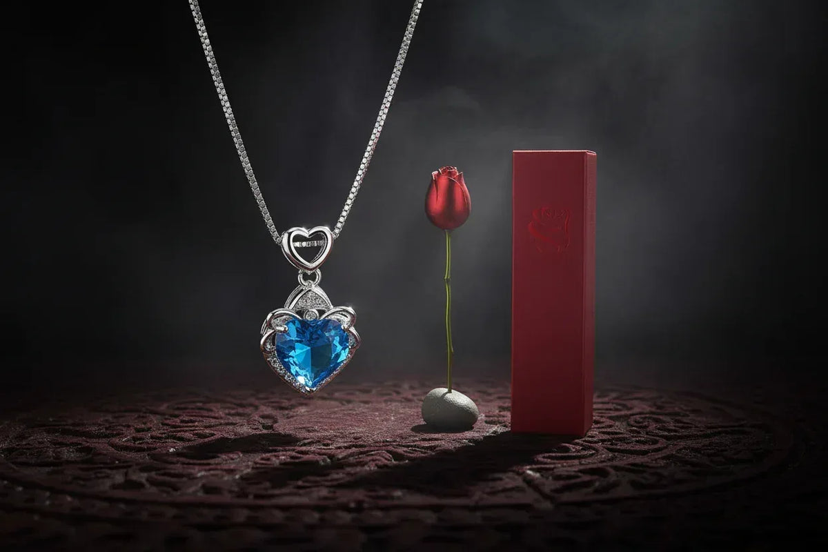 Heart Crystal & Rose Set - Sorceress Sanctuary A-B-Butterfly Heart Blue Gold-D-C