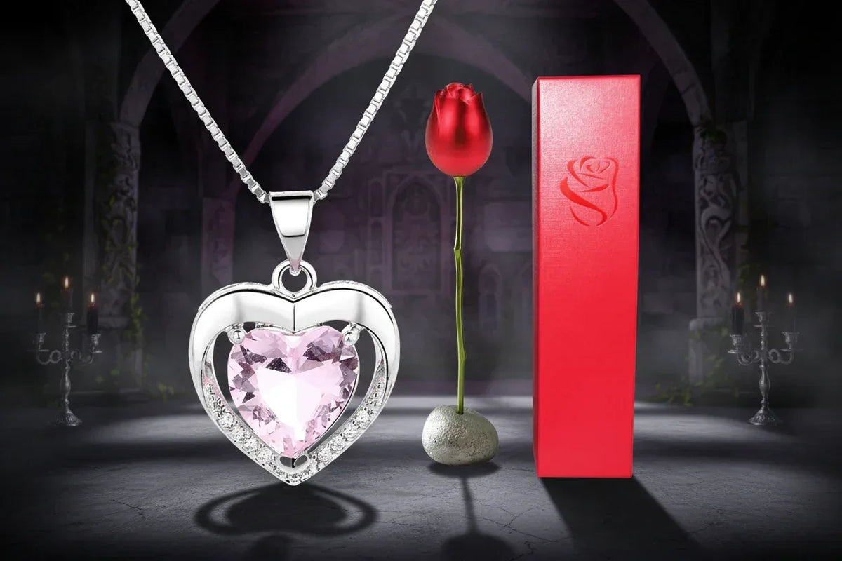 Heart Crystal & Rose Set - Sorceress Sanctuary A-B-Butterfly Heart Blue Gold-D-C