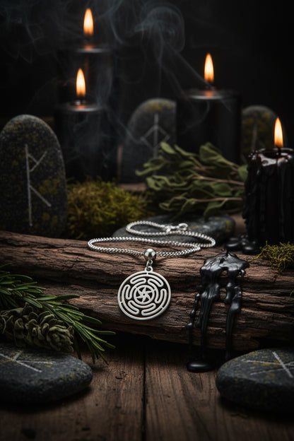 Hecate Wheel Medallion in Stainless Steel (One Piece) Sorceress Sanctuary