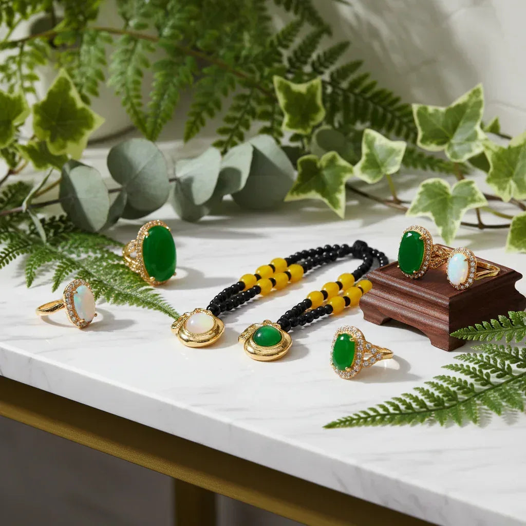 Hetian Jade & Lucky Bag Necklace - Sorceress Sanctuary Green-White