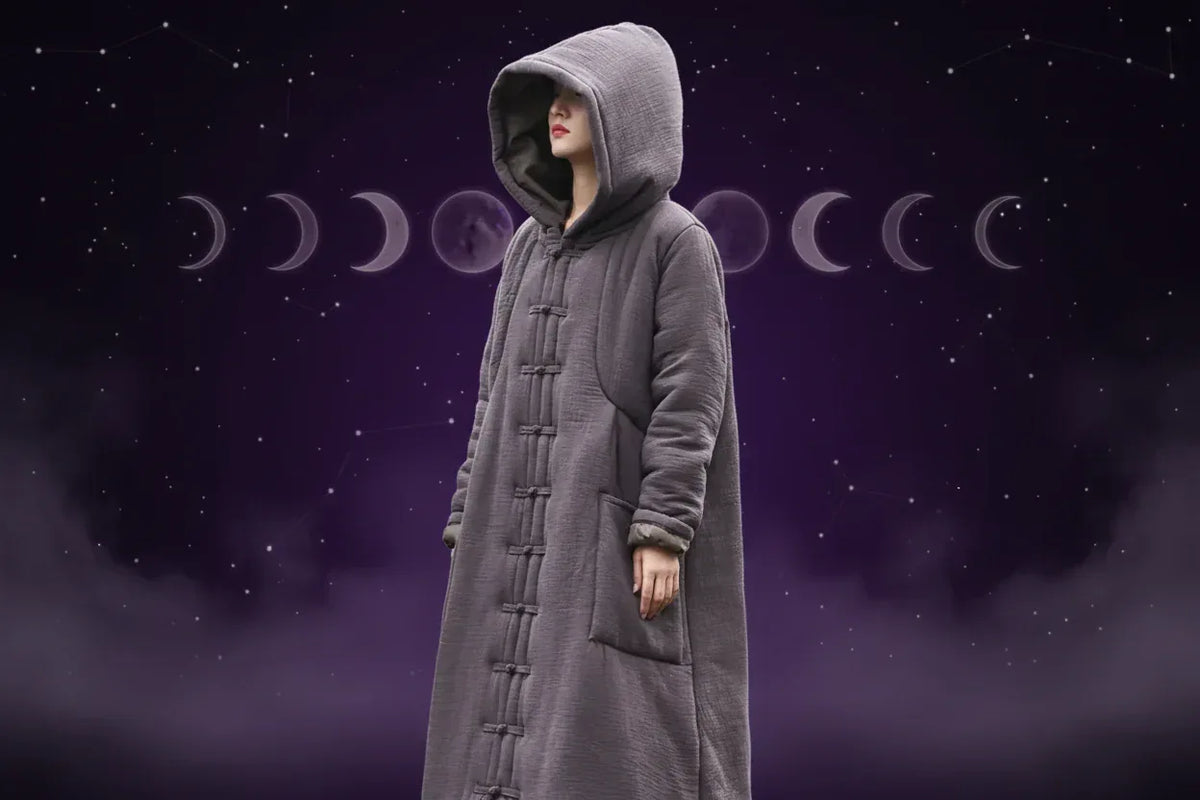 Hooded Wiccan Robe - Sorceress Sanctuary Black / One size-Coffee / One size-Red / One size