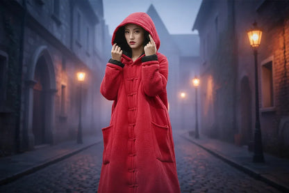 Hooded Wiccan Robe - Sorceress Sanctuary Black / One size-Coffee / One size-Red / One size