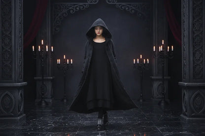 Hooded Wiccan Robe - Sorceress Sanctuary Black / One size-Coffee / One size-Red / One size