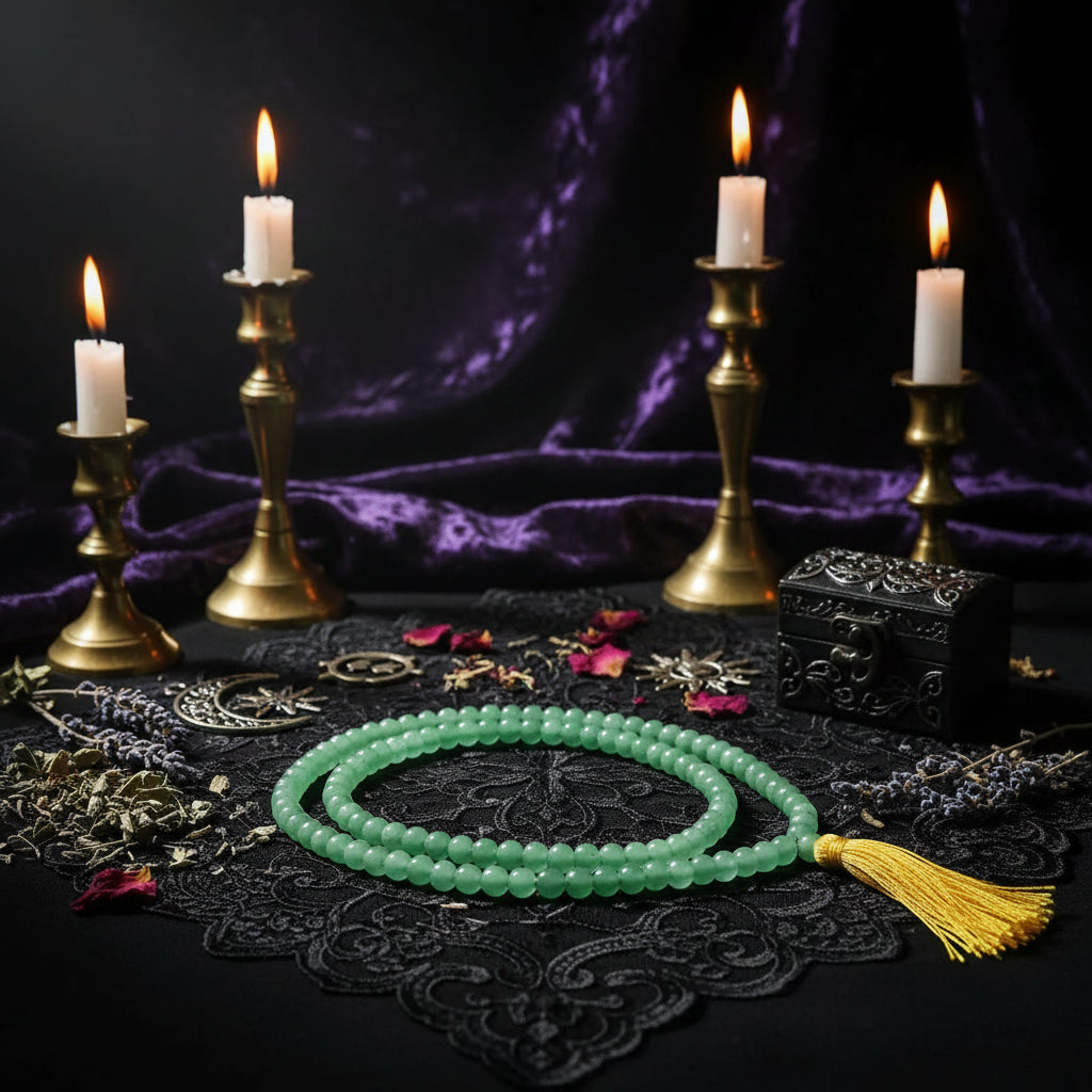 Jade Prayer Beads - Sorceress Sanctuary Green 10mm-Green 12mm