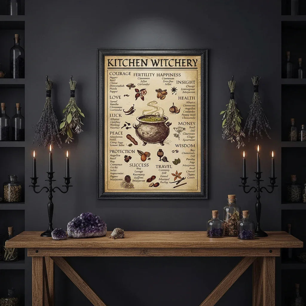 Kitchen Witchery Poster - Sorceress Sanctuary 12"Lx8"W-17"Lx12"W-24"Lx17"W
