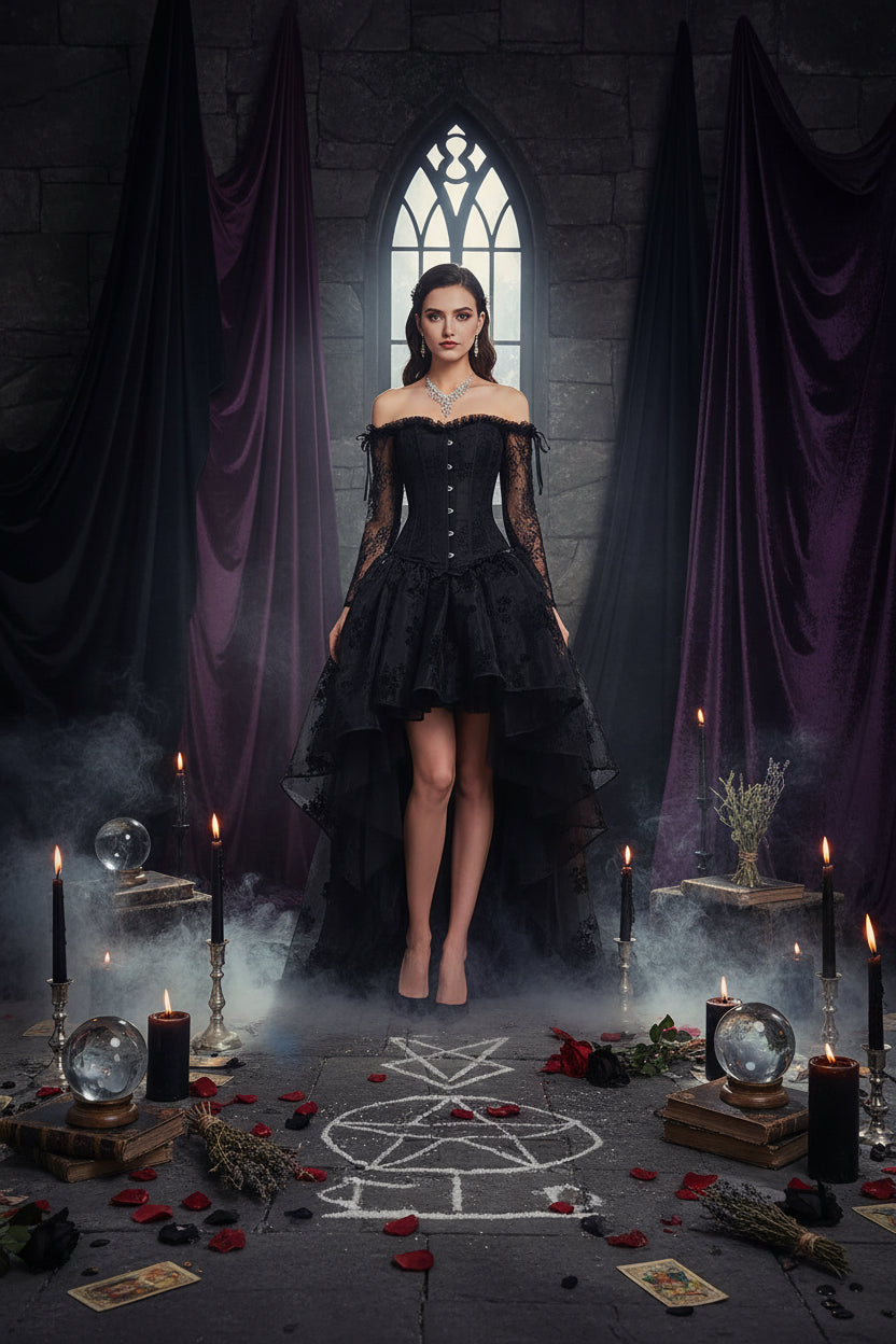 Lace Corset Dress - Sorceress Sanctuary Black / L-Red / L-Red / M-Red / XL-Red / 2XL