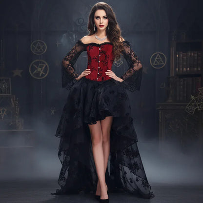 Lace Corset Dress - Sorceress Sanctuary Black / L-Red / L-Red / M-Red / XL-Red / 2XL