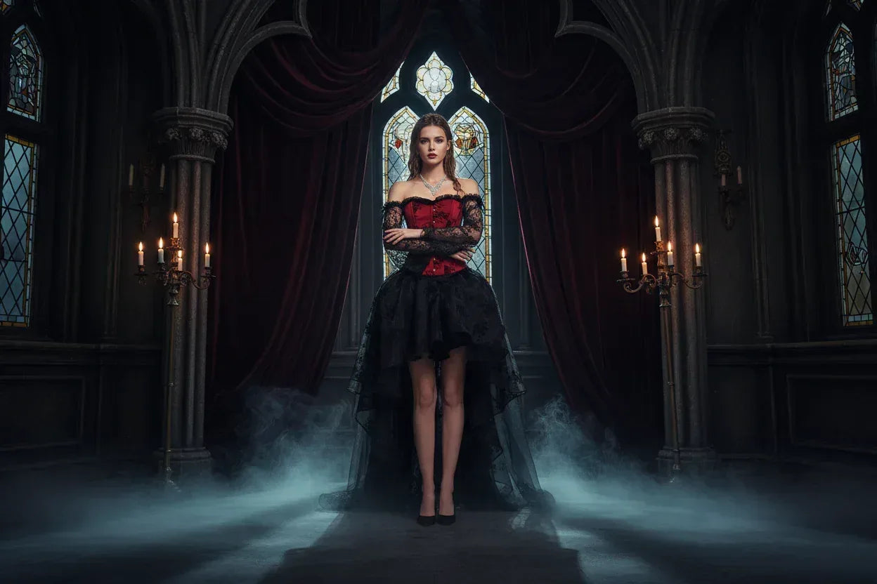 Lace Corset Dress - Sorceress Sanctuary Black / L-Red / L-Red / M-Red / XL-Red / 2XL
