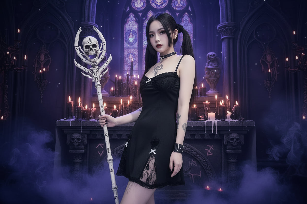 Lace Mini Dress - Sorceress Sanctuary Black / S-Pink / M-Pink / L-Pink / S-Black / L