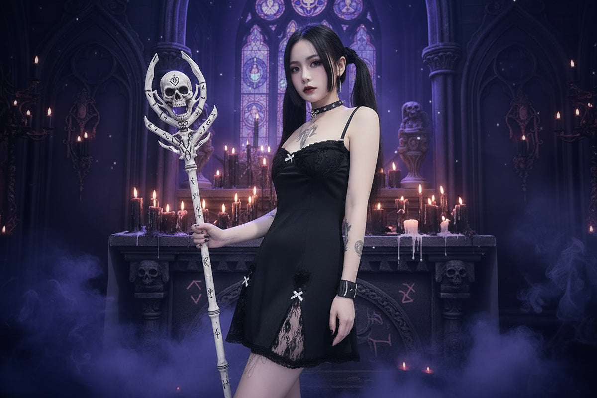Lace Mini Dress - Sorceress Sanctuary Black / S-Pink / M-Pink / L-Pink / S-Black / L