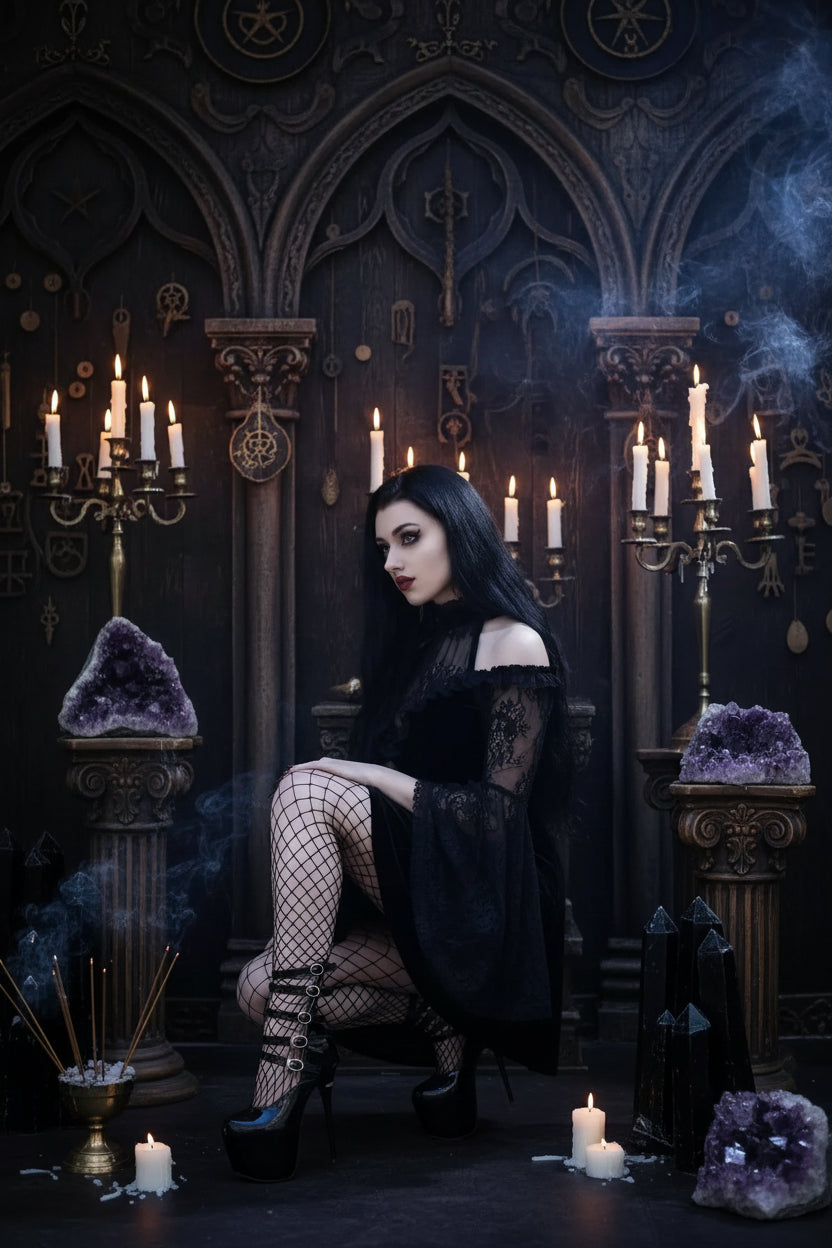 Lace Raglan Dress - Sorceress Sanctuary Black / S-Black / M-Black / L