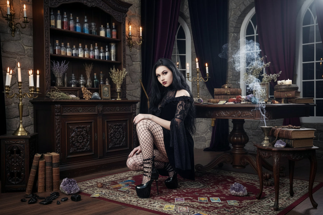 Lace Raglan Dress - Sorceress Sanctuary Black / S-Black / M-Black / L