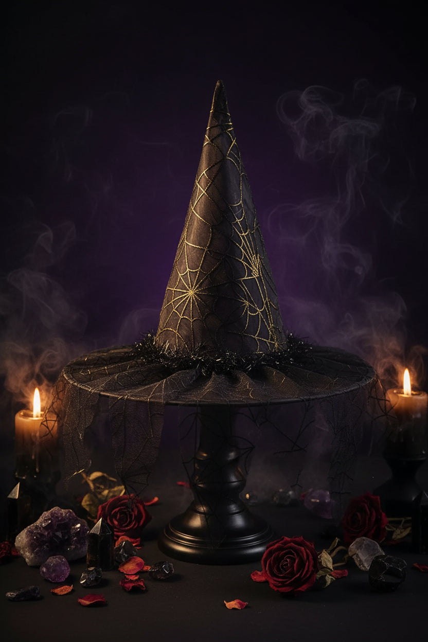 Halloween Witch Hat Mesh Decoration Props Sorceress Sanctuary