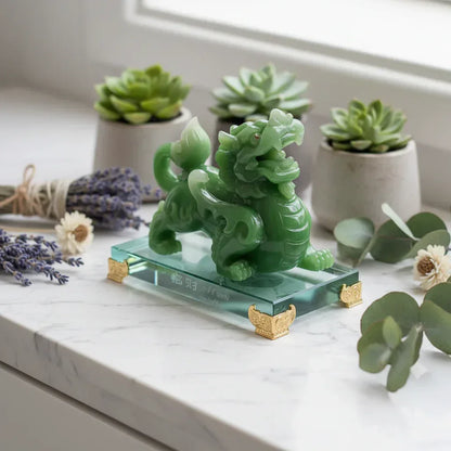 Large Jade Dragon - Sorceress Sanctuary Big Green Male 16x11x12cm