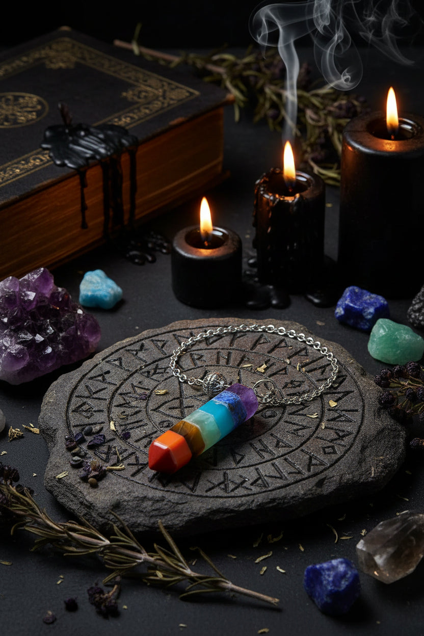 Natural Crystal Hexagonal Pendant for Seven Chakras Sorceress Sanctuary