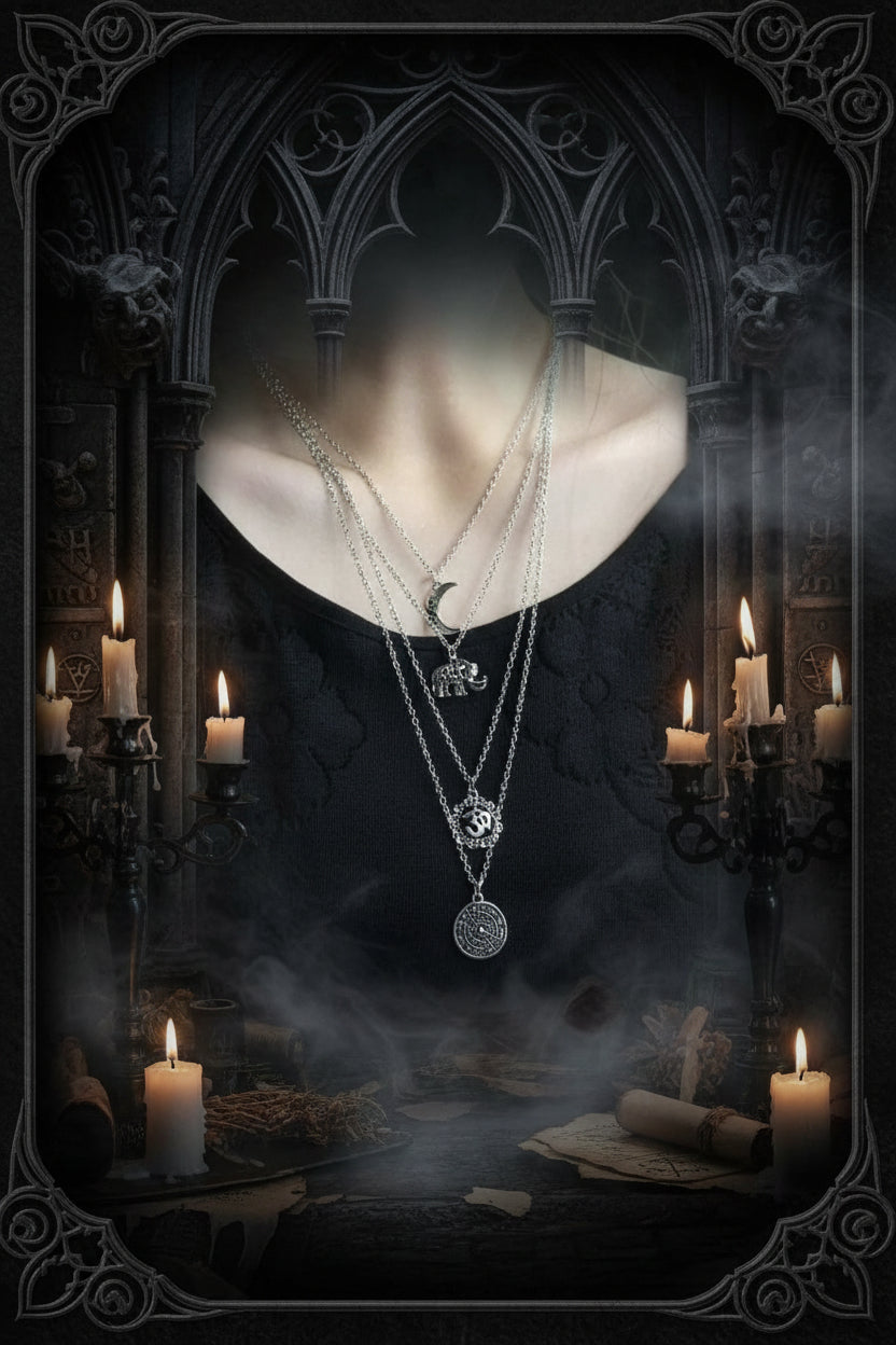 Layered Mandala Necklace - Sorceress Sanctuary Ancient Silver