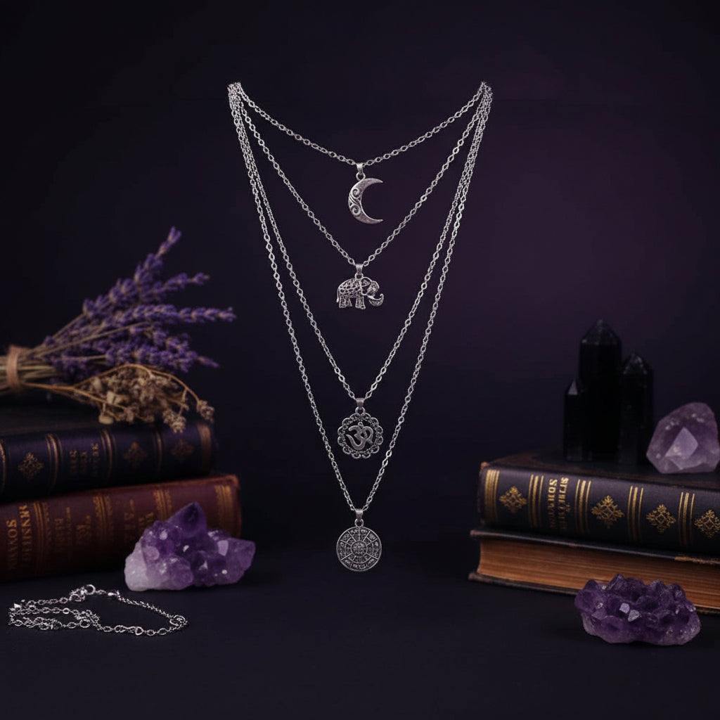 Layered Mandala Necklace - Sorceress Sanctuary Ancient Silver