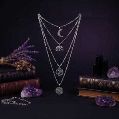 Layered Mandala Necklace - Sorceress Sanctuary Ancient Silver