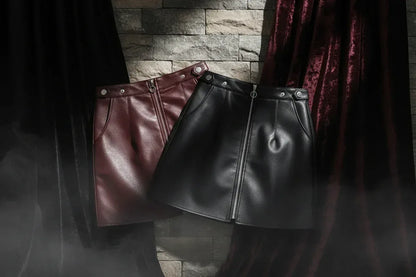 Leather Mini Skirt - Sorceress Sanctuary Black / S-Black / M-Wine red / L-Black / L-Wine red / S