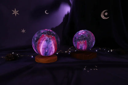 Levitating Moon Lamp - Sorceress Sanctuary Square Walnut Wood Base-Three color remote control oak base-Three color remote control walnut base-16 color remote control oak base-16 color remote control walnut base