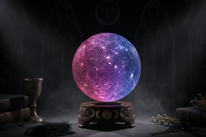 Levitating Moon Lamp - Sorceress Sanctuary Square Walnut Wood Base-Three color remote control oak base-Three color remote control walnut base-16 color remote control oak base-16 color remote control walnut base