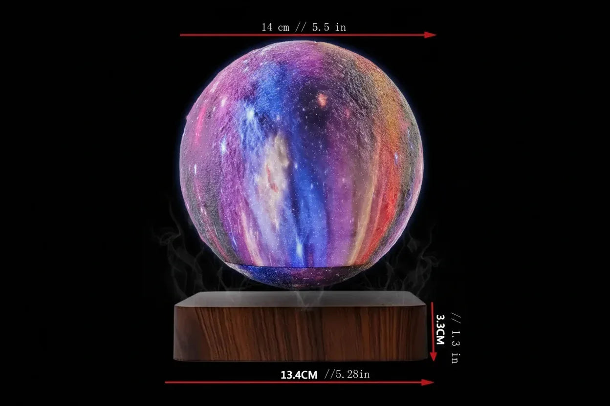 Levitating Moon Lamp - Sorceress Sanctuary Square Walnut Wood Base-Three color remote control oak base-Three color remote control walnut base-16 color remote control oak base-16 color remote control walnut base