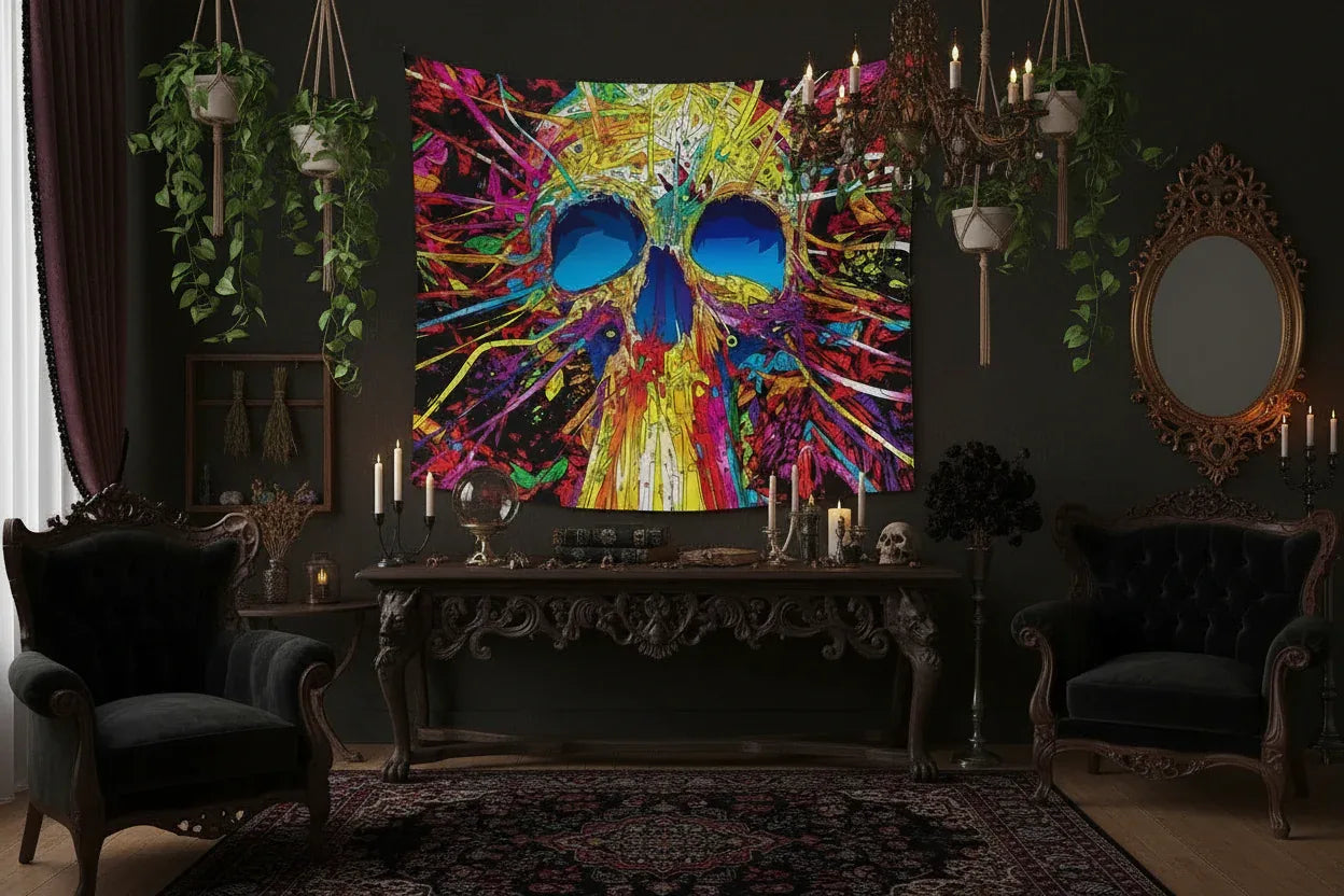 Liquid Skull Tapestry - Sorceress Sanctuary 150x130cm-150x200cm