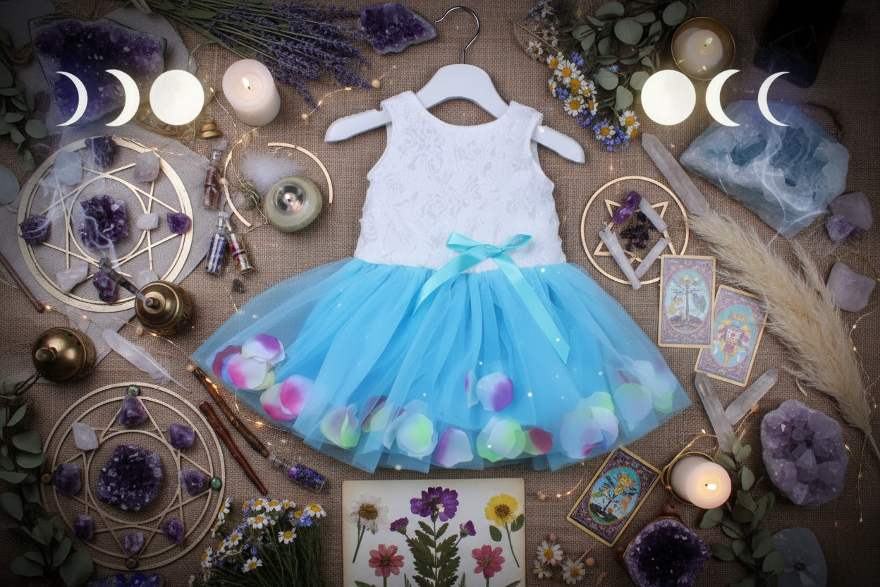 Little Fairy Dress - Sorceress Sanctuary Pink / 6-Light blue / 8-Yellow / 6-Yellow / 10-Yellow / 8
