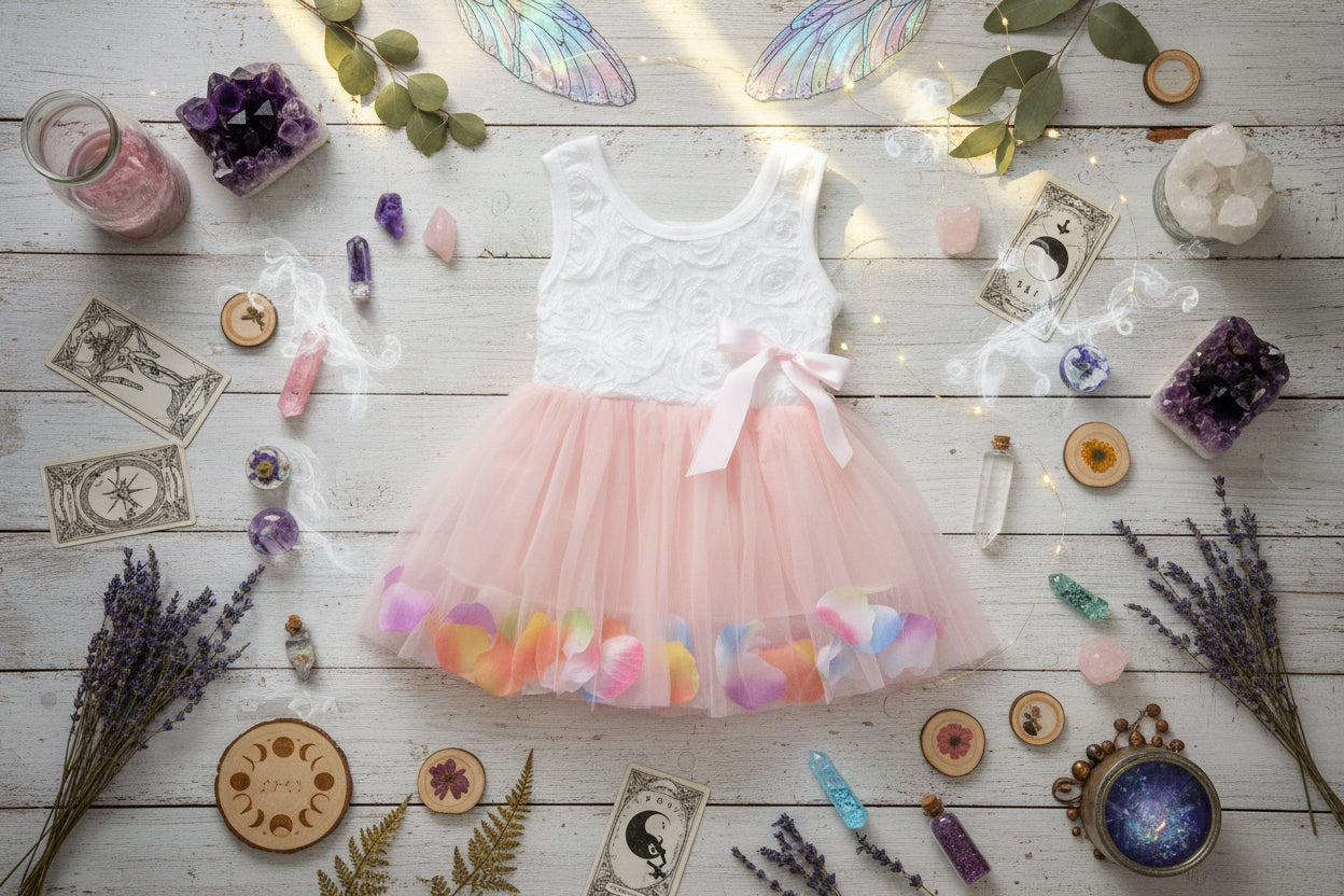 Little Fairy Dress - Sorceress Sanctuary Pink / 6-Light blue / 8-Yellow / 6-Yellow / 10-Yellow / 8