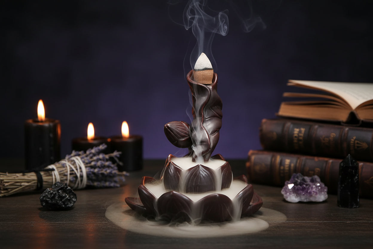 Lotus Incense Burner - Sorceress Sanctuary Brown