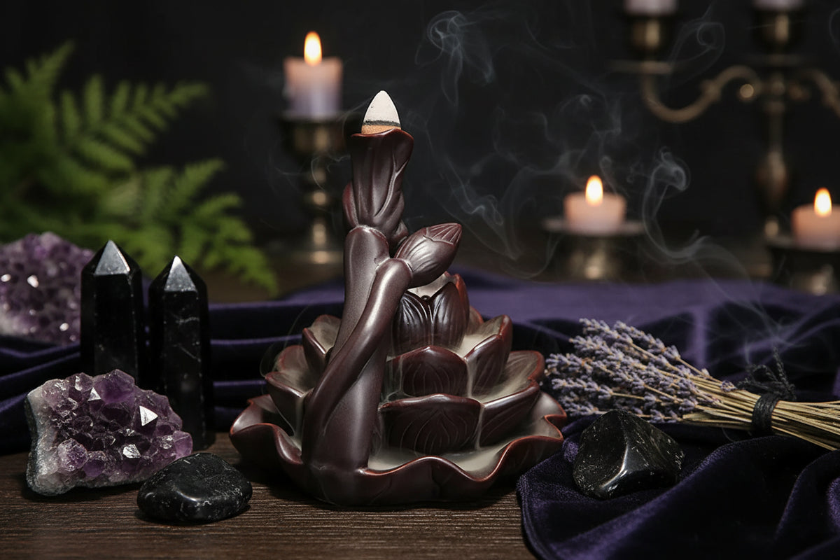 Lotus Incense Burner - Sorceress Sanctuary Brown