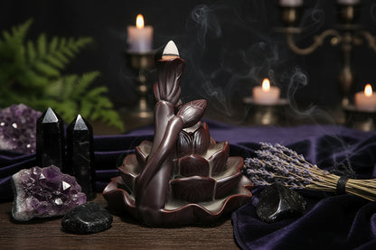Lotus Incense Burner - Sorceress Sanctuary Brown