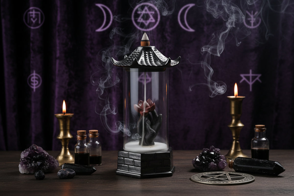 Lotus Incense Burner - Sorceress Sanctuary Buddha hand meditation-Lotus Story