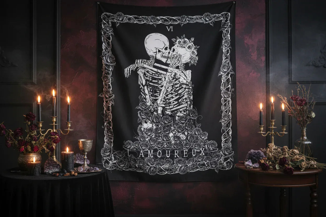 Lovers Skeleton Tapestry - Sorceress Sanctuary 78.7x59in