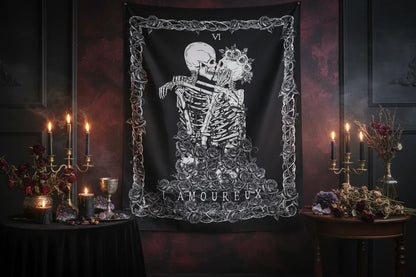 Lovers Skeleton Tapestry - Sorceress Sanctuary 78.7x59in