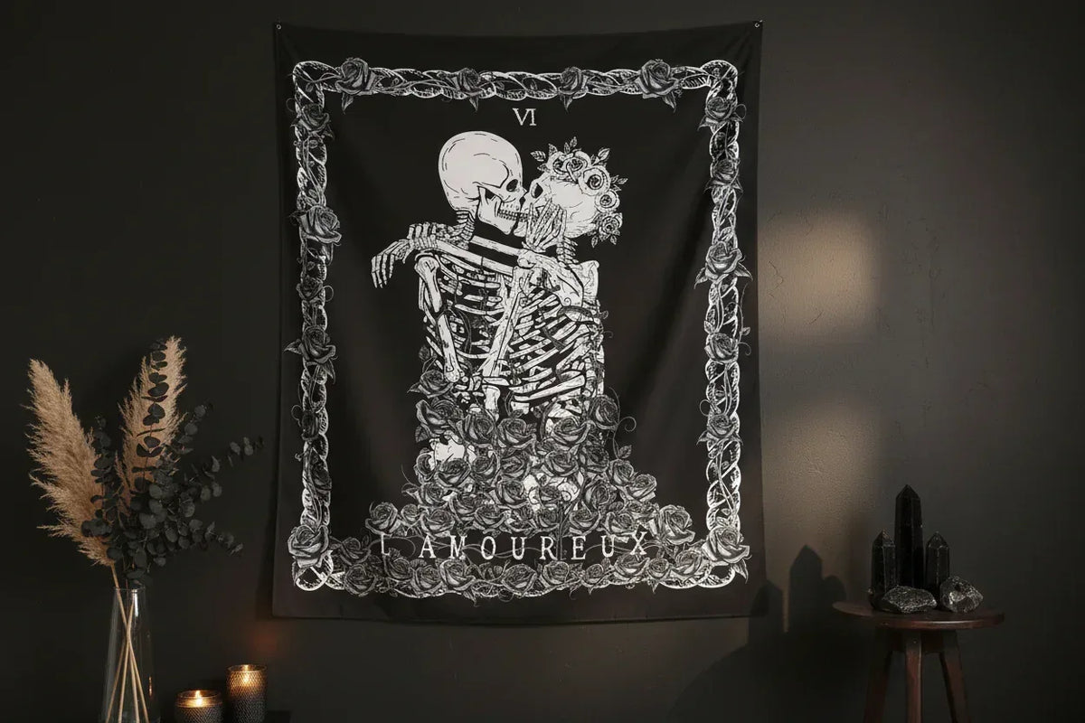 Lovers Skeleton Tapestry - Sorceress Sanctuary 78.7x59in