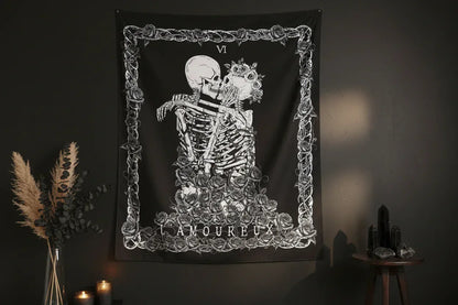 Lovers Skeleton Tapestry - Sorceress Sanctuary 78.7x59in