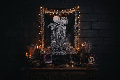 Lovers Skeleton Tapestry - Sorceress Sanctuary 78.7x59in