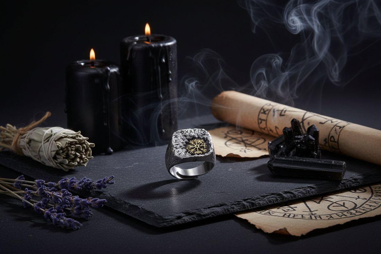 Luen Treasure Ring - Sorceress Sanctuary Silver Inlaid Copper Ring / Adjustable Opening