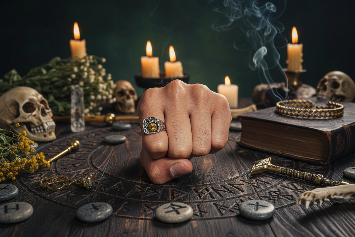 Luen Treasure Ring - Sorceress Sanctuary Silver Inlaid Copper Ring / Adjustable Opening