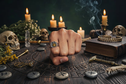 Luen Treasure Ring - Sorceress Sanctuary Silver Inlaid Copper Ring / Adjustable Opening