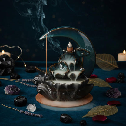 Lunar Cascade Burner - Sorceress Sanctuary Ceramic Backflow Incense Burner  