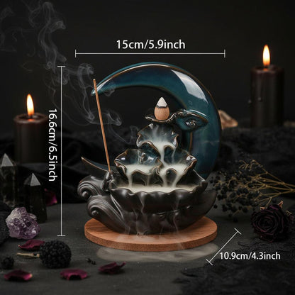 Lunar Cascade Burner - Sorceress Sanctuary Ceramic Backflow Incense Burner  