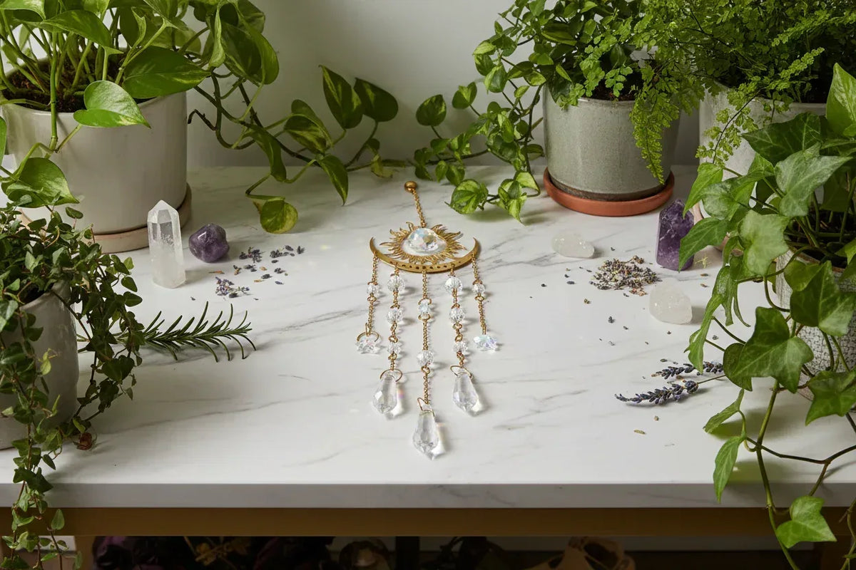 Lunar Suncatcher - Sorceress Sanctuary Flame Moon-Flame Eye-Flame Crystal Moon