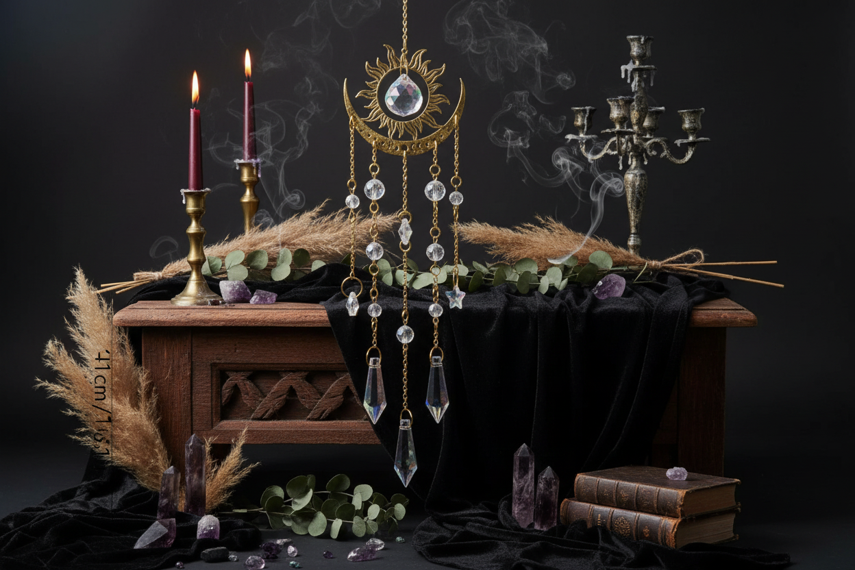 Lunar Suncatcher - Sorceress Sanctuary Flame Moon-Flame Eye-Flame Crystal Moon