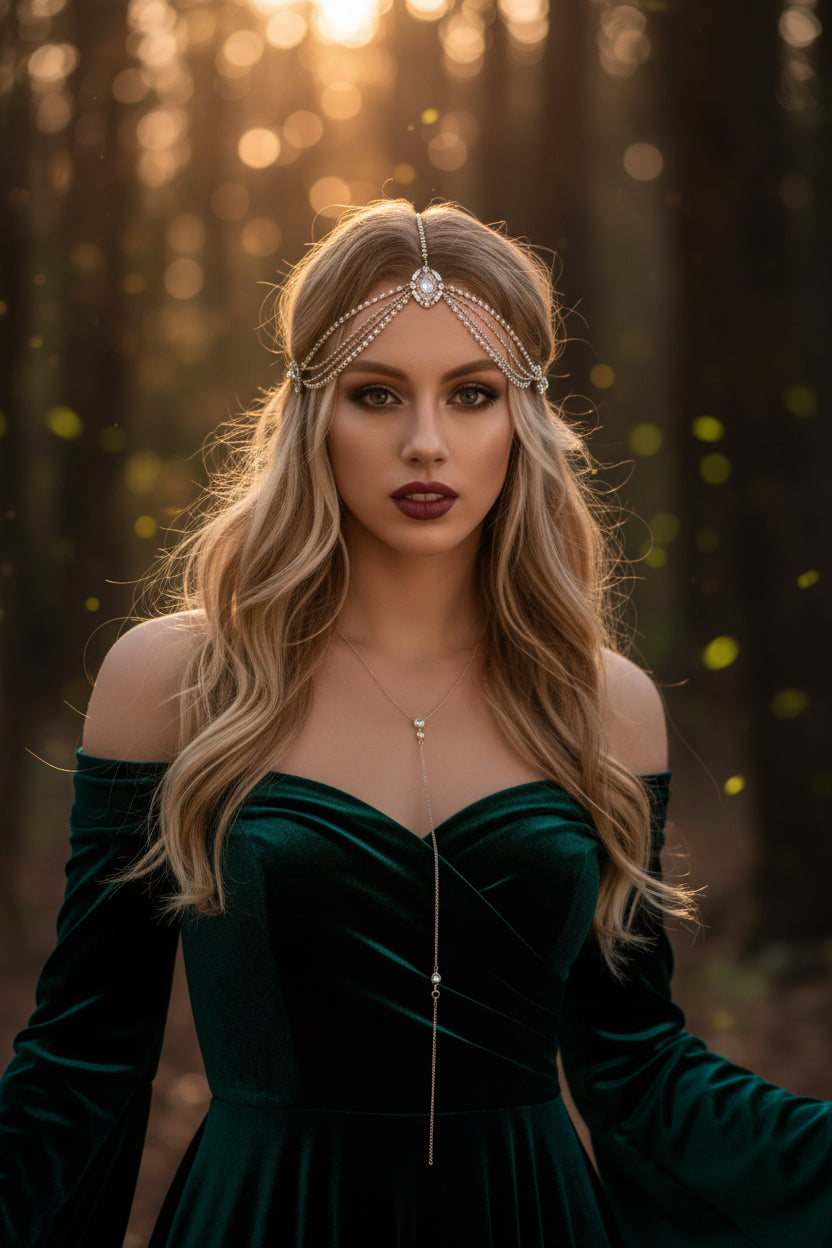 Gothic Rhinestone Hair Band Bridal Accessories Sorceress Sanctuary