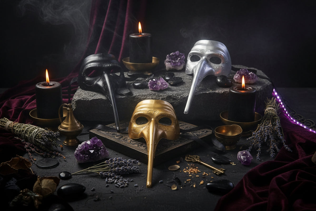 Luxury Venetian Masks - Sorceress Sanctuary Golden-Silver-Black