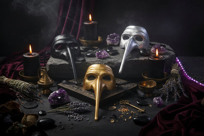 Luxury Venetian Masks - Sorceress Sanctuary Golden-Silver-Black