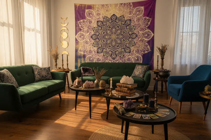 Magenta Mandala Tapestry - Sorceress Sanctuary 150×130cm
