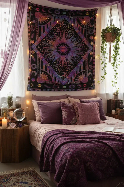Magic Celestial Tapestry - Sorceress Sanctuary 150x100cm / Purple-150x130cm / Purple-150x200cm / Purple